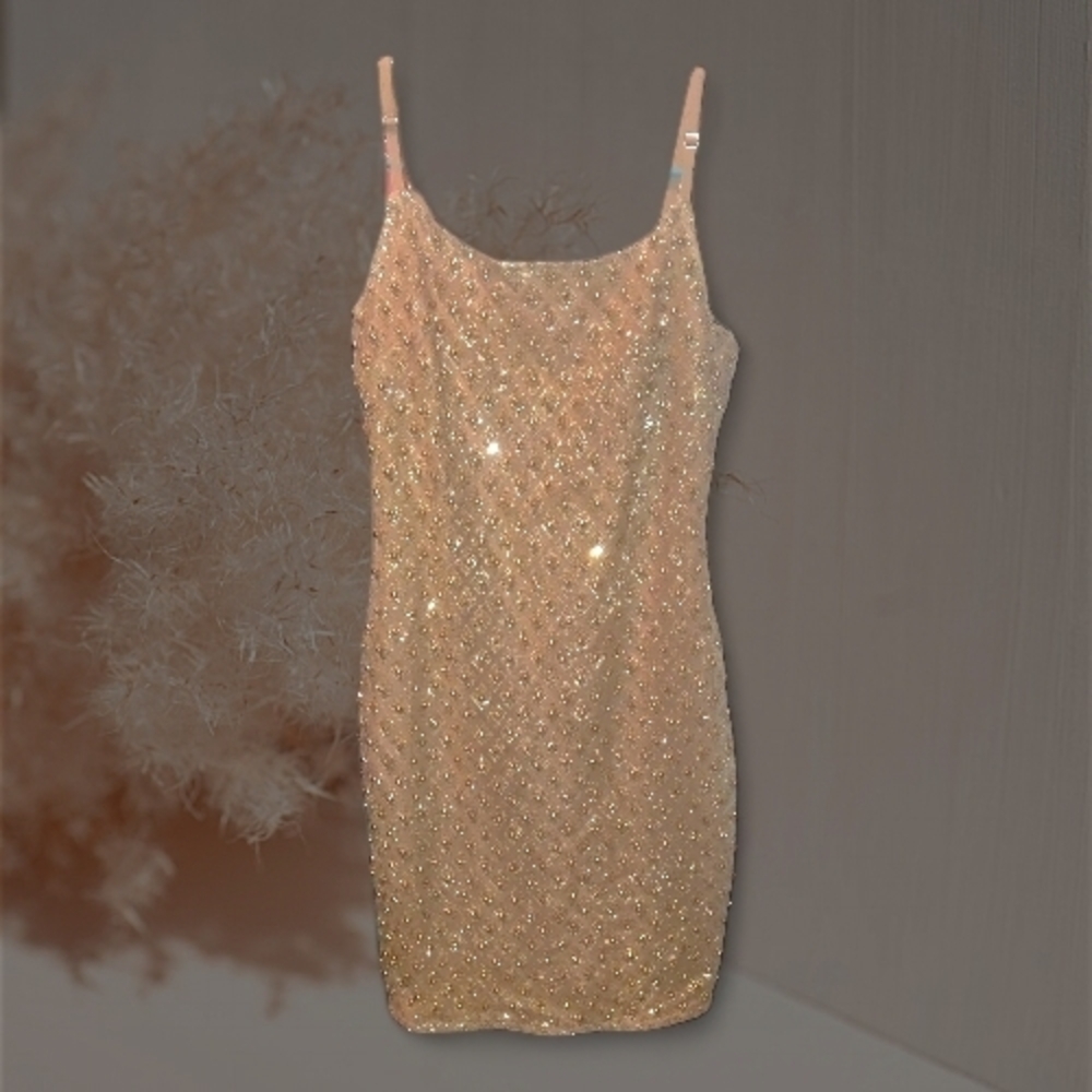 Fashion Nova Sparkling Gold Mini Dress
